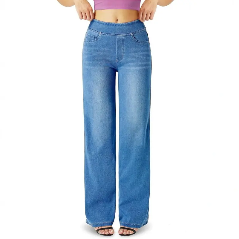 Women's Wide-Leg Jeans, Washed, Comfortable, Spring and Autumn