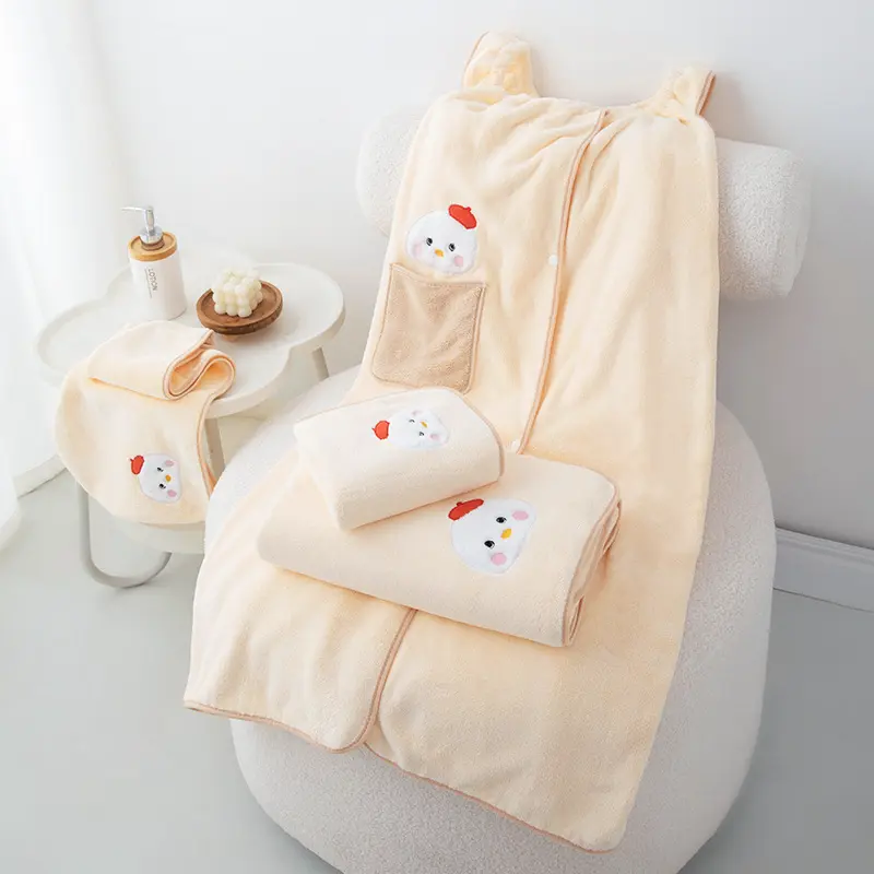 Hühner-Stickerei-Handtuchset, Korallenfleece, weich