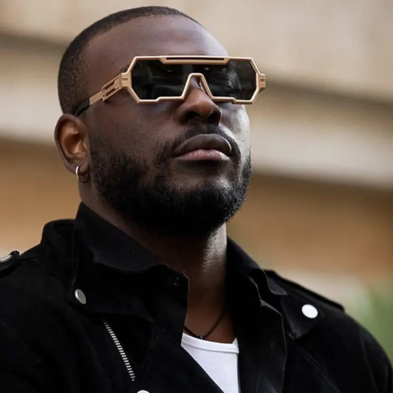 Retro Steampunk Irregular Sunglasses for Men with UV Protection
