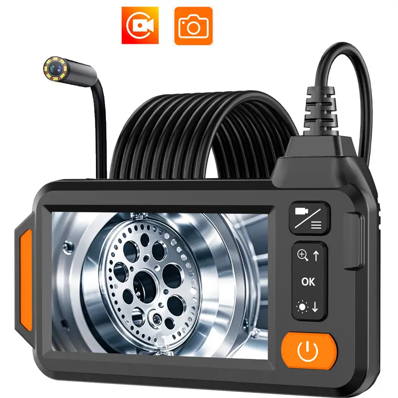 Yeni endüstriyel endoskop 5.5mm lens HD 4.3 inç IPS ekran gözetleme aynası fotoğraf ve video klima araba