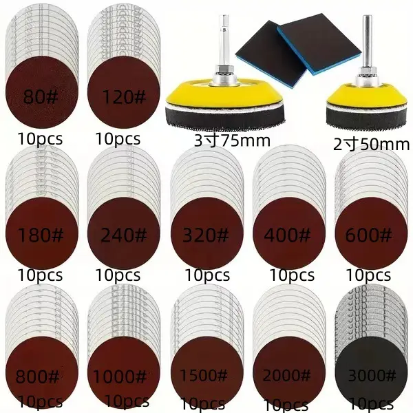 120 Pcs Round Sandpaper Rotary Tool Accessory Set, 3 Inch, Grit 80-3000