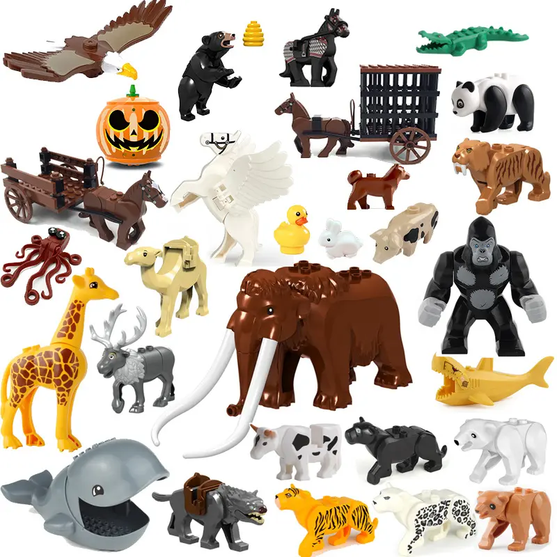 Animal Cognition Building Blocks, Crocodile, Cow, Shark, Tiger, Small Pieces