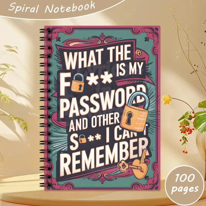 A5 Password-Protected Notebook, 100-Page Spiral Sketchbook