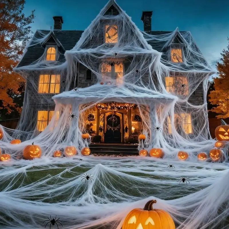 Halloween Fake Spider Web Decoration, Spider Hanging Ornament, Outdoor