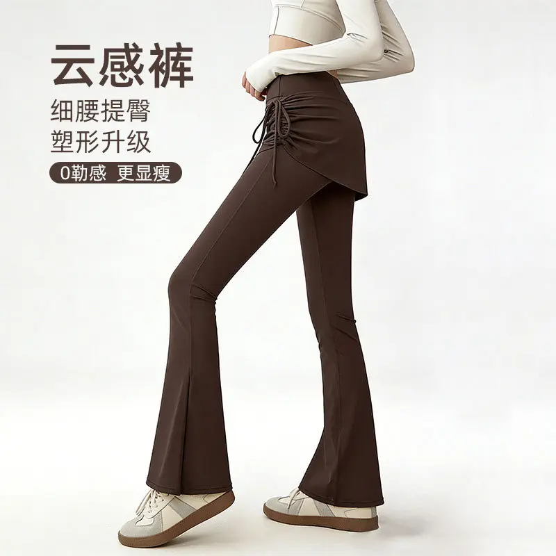 Damen Yoga- und Laufhose mit hoher Taille und Schlaghosen-Schnitt