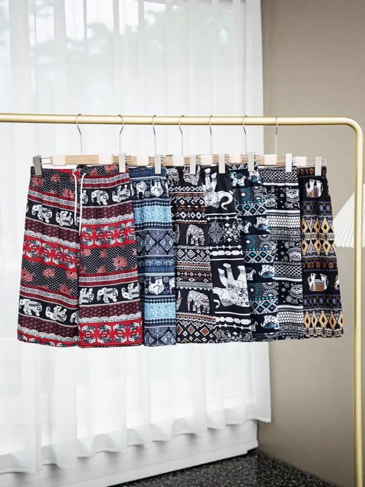 Thailändische Elefanten-Damenshorts, locker, weites Bein