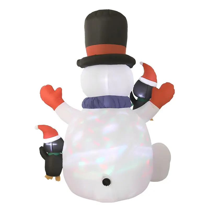 Inflatable Snowman and Penguin Christmas Decoration, Illuminated, Outdoor