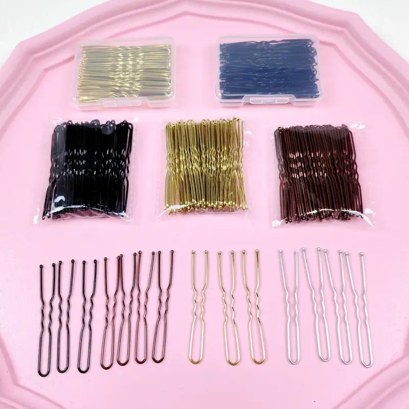 Black and Gold U-Shaped Bun Hair Clips for Brides
