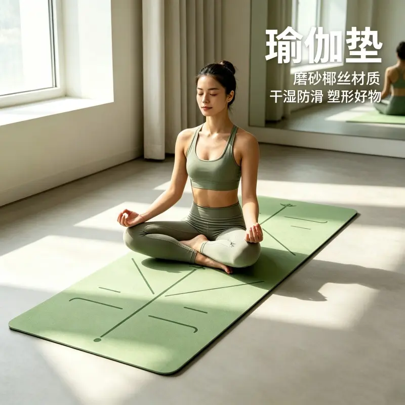 B07椰丝土豪垫pu橡胶瑜伽垫防滑瑜珈垫子加宽专业健身垫家用地垫
