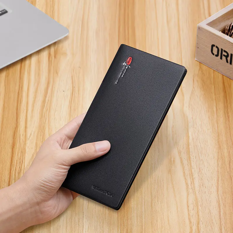 Men's Long Genuine Leather Wallet, Slim with Multiple Card Slots