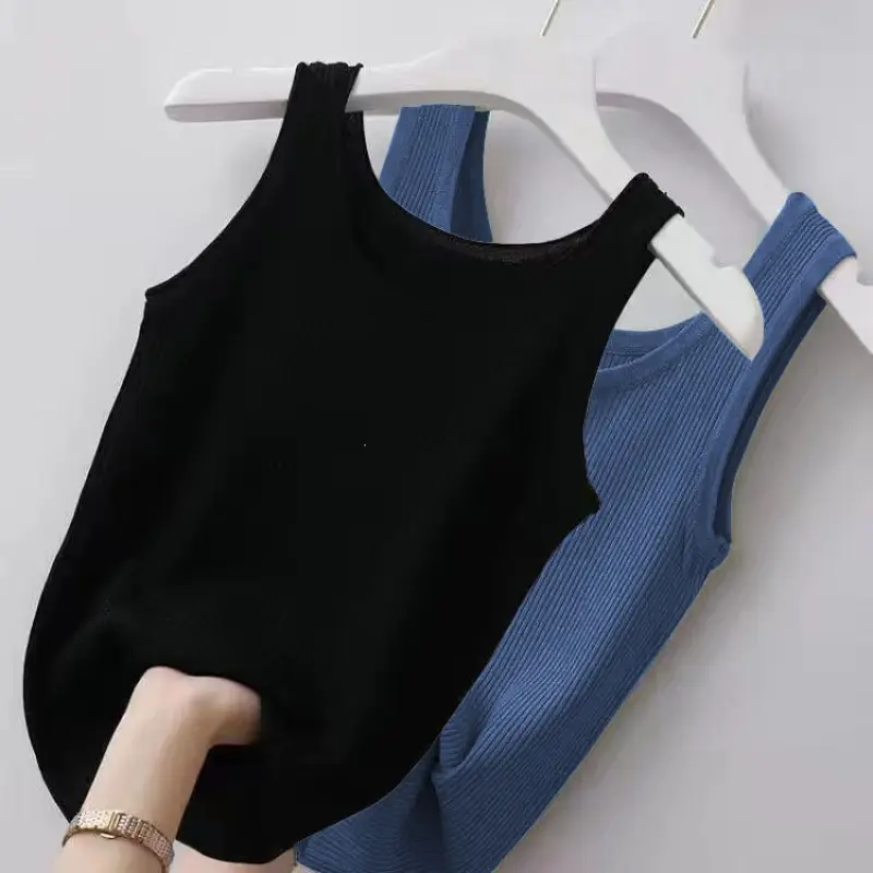 Women's ribbed suspender tank top, plus size, thin ice silk