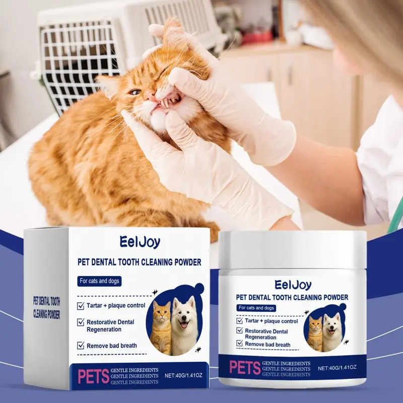 EelJoy Pet Teeth Cleaning Powder, Tartar and Stain Remover, Removes Oral Odor
