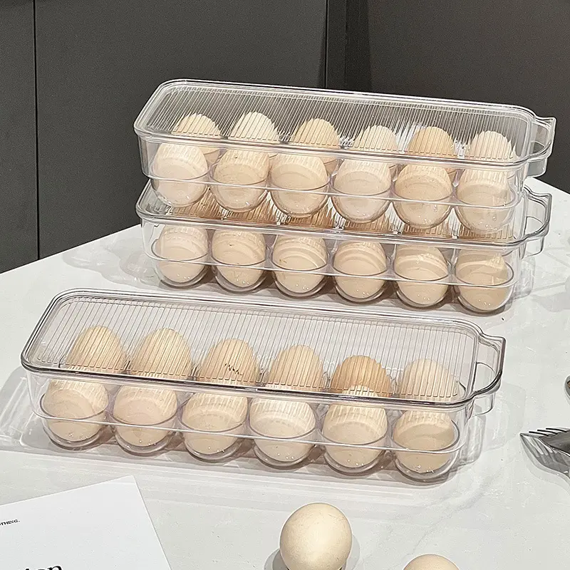 Food-Grade 12-Cell Egg Storage Box with Flip Lid for Refrigerator