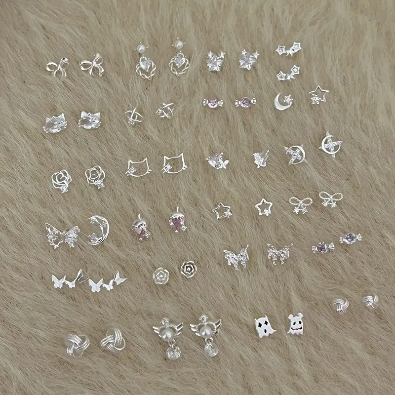 S925 Sterling Silver Stud Earrings Korean Style Mini Heart Design