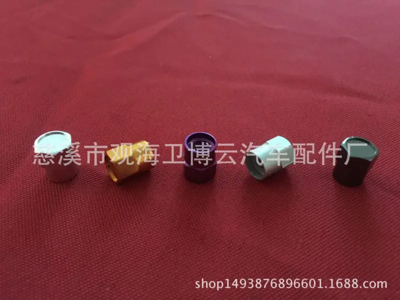Colorful Aluminum Alloy Tire Valve Caps, Semi-Hexagonal Design