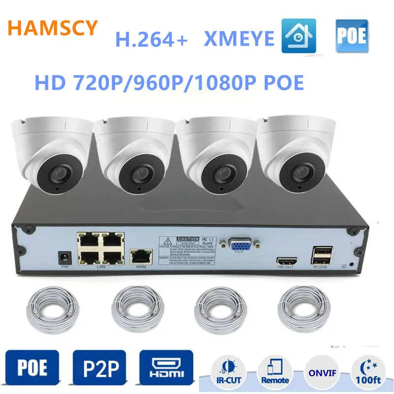 4/8-Kanal POE-Überwachungspaket, 720/960/1080 HD-Kamera