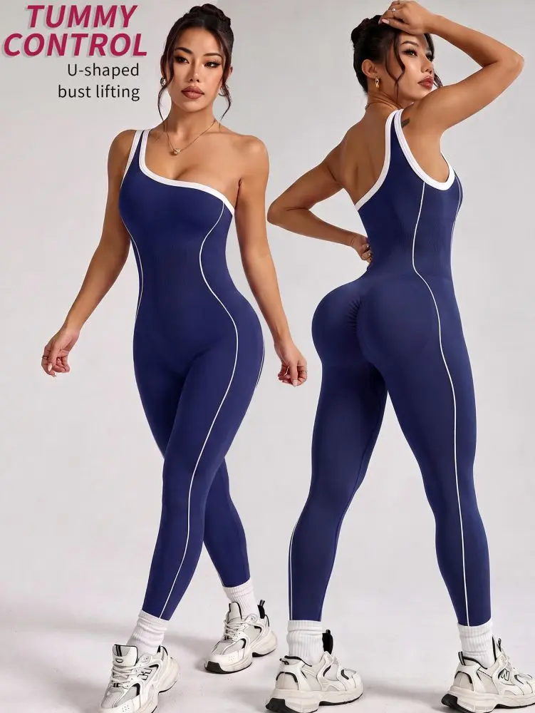 Women's Yoga Jumpsuit, Color-Block, Ribbed, One-Piece