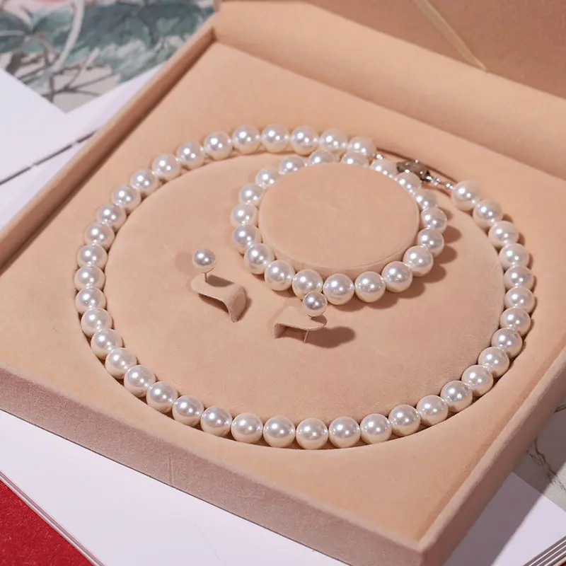 Natural Pearl Necklace Set Three-Piece Women's Collarbone Chain