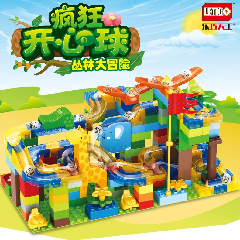 168-Piece Large Building Block Set with Ball Track Slide, Educational Toy