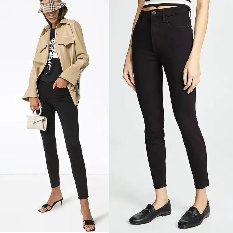 Damen-Röhrenjeans in Schwarz, hochelastisch, farbecht