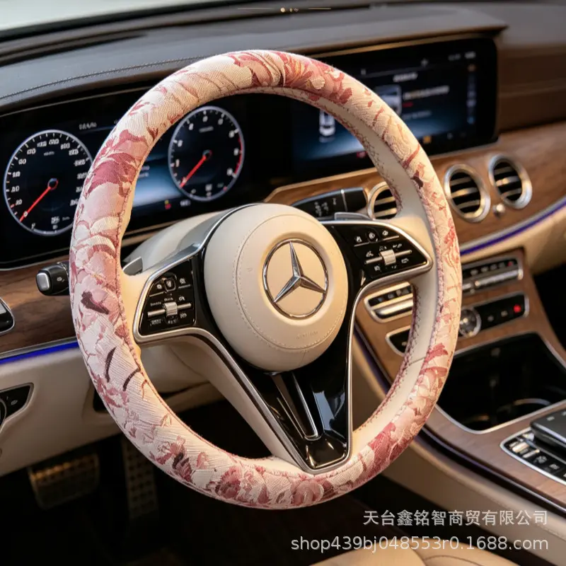 Breathable Cotton-Linen Steering Wheel Cover, Four Seasons