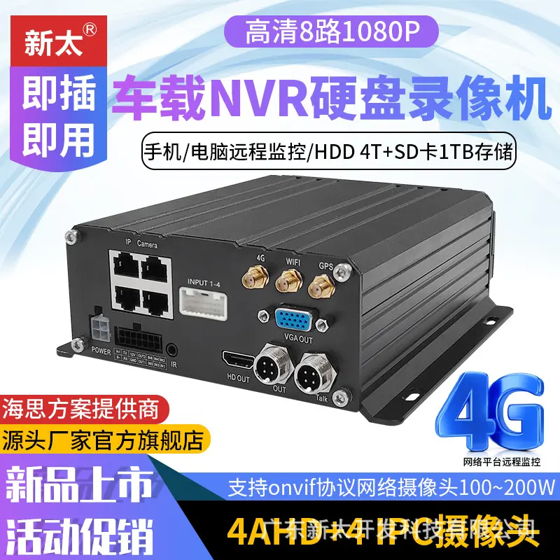 Araç NVR Kaydedici, 8 Kanal, 4G, GPS Konumlandırma
