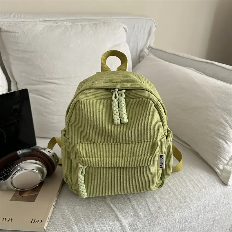 Women's Corduroy Striped Forest Style Backpack, 2025