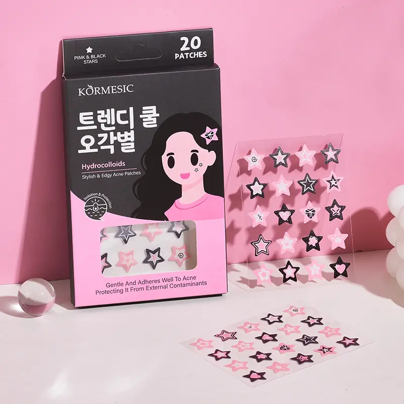 KORMESIC Кросс-бордер производитель оптом Патчи от акне в форме звезды Star Pimple Patch, тонкие дышащие, не перекрывающие дыхание кожи, дизайн в стиле мультфильма