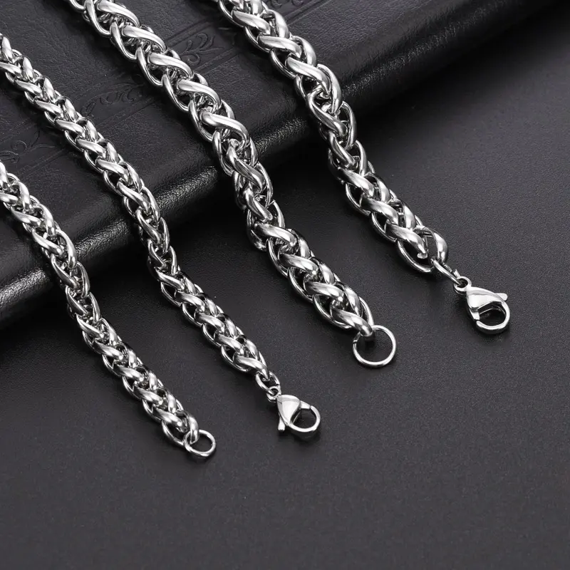 Stainless Steel Chain Necklace Fashion Simple Versatile DIY Titanium Steel Plain Chain Basket Chain Fade-Resistant Pendant Accessory Chain