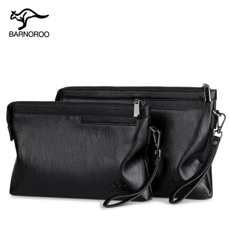 Men's Clutch Bag, Large Capacity, Soft Leather, Envelope Style