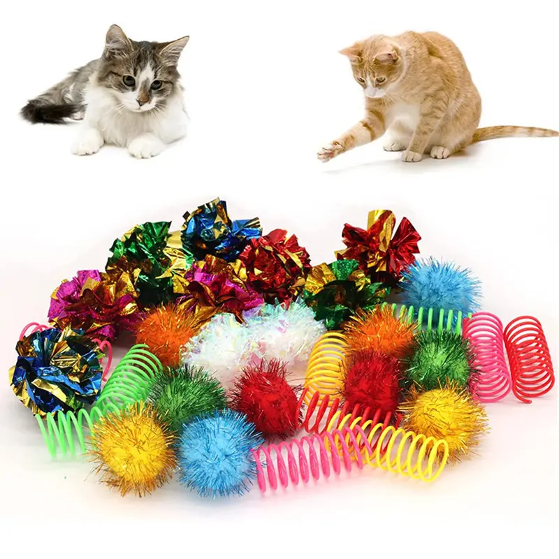 Interactive Cat Toy Set with Spring Ball and Bag
