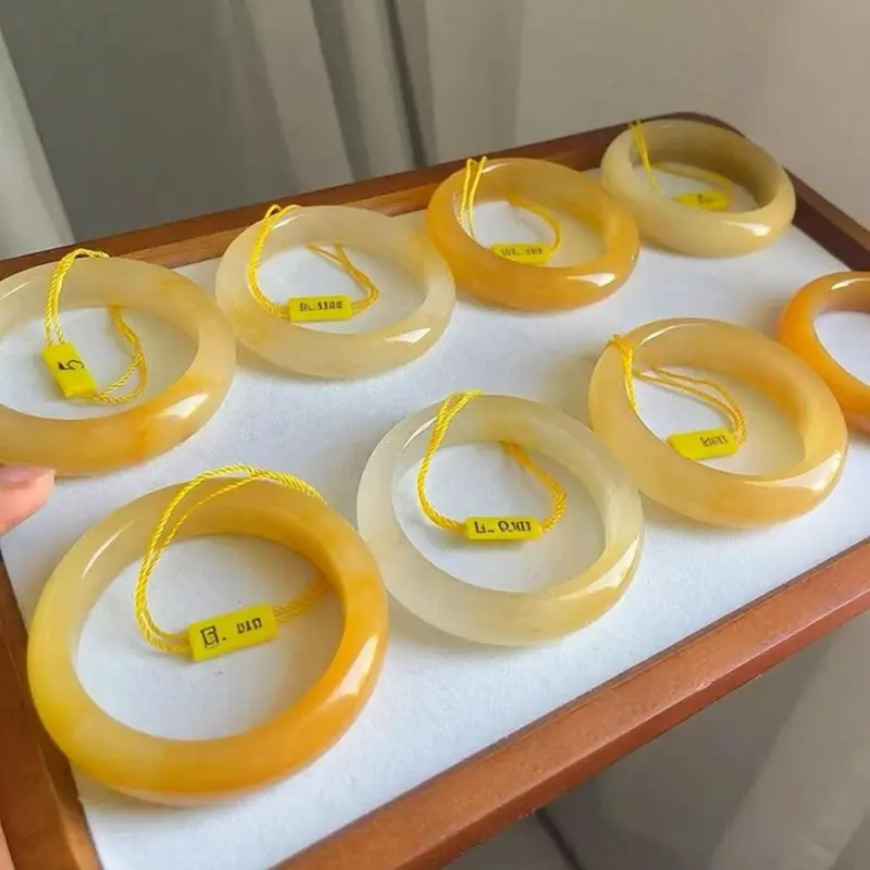 Doğal Huanglong Jade bilezik, altın tel, yarı dağ yarı su