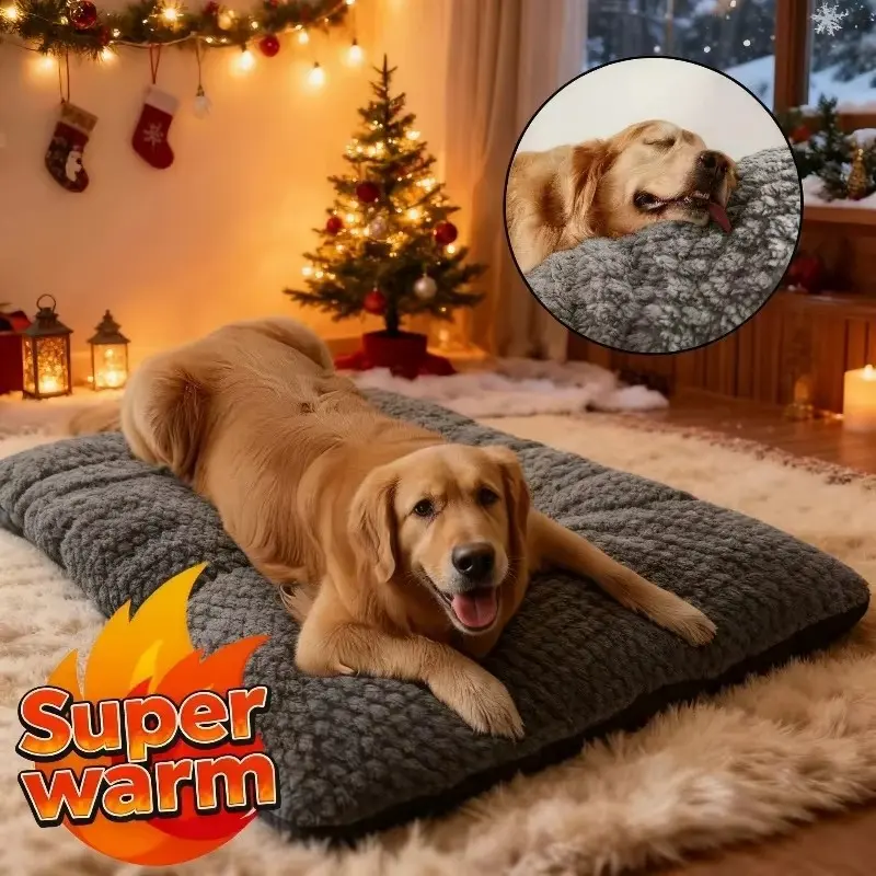 Thick Plush Dog Bed for Winter, All-Season, Checkerboard Pattern