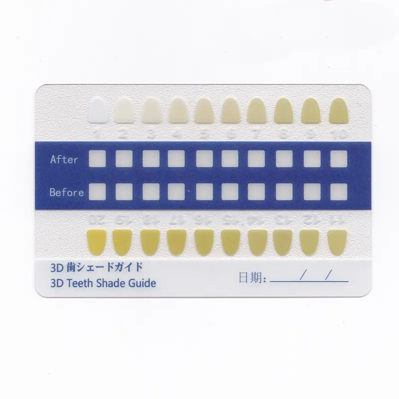 Diş Renk Karşılaştırma Kartı, PVC, Uzun Şerit, Mat Yüzey
