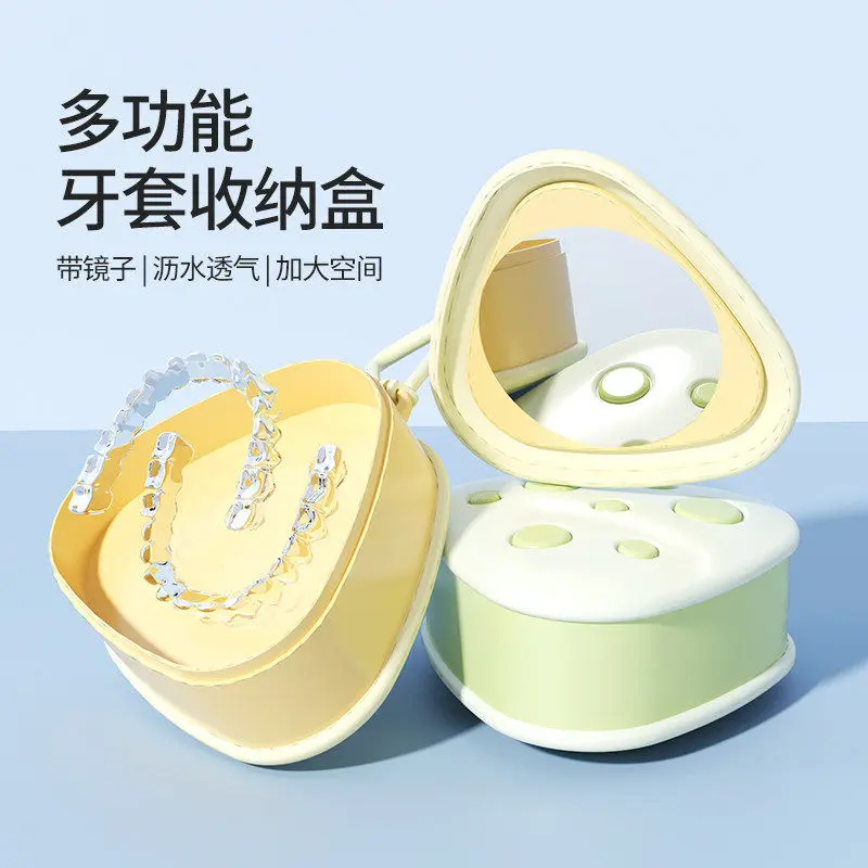 Portable Aligner Case with Mirror, Clear Retainer Storage Box for Adults