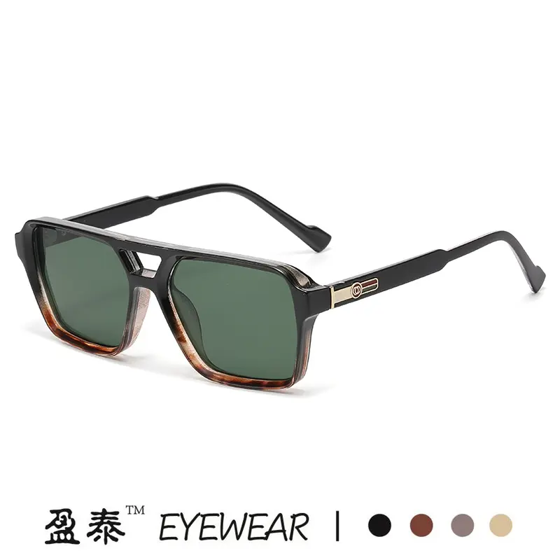 Herren-Pilotenbrille im Retro-Stil, Doppelsteg, quadratischer Rahmen, koreanischer Stil