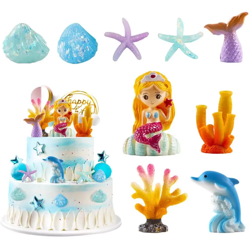9-teiliges Meerjungfrau-Kuchendekor-Set
