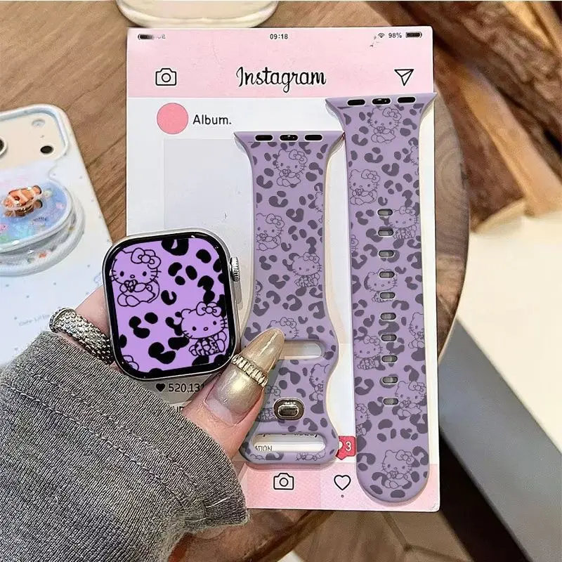 Leopard Print Cartoon Silicone Apple Watch Band, Compatible with Series 7/8/9/10/11 and SE