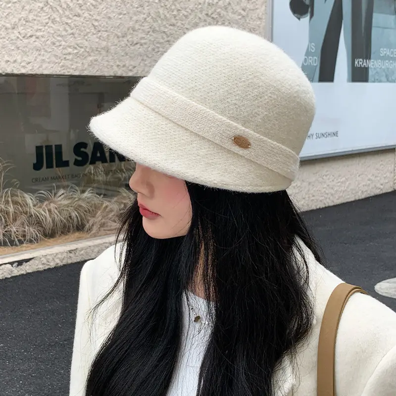 French Style Short Brim Riding Hat, Solid Color, Women's