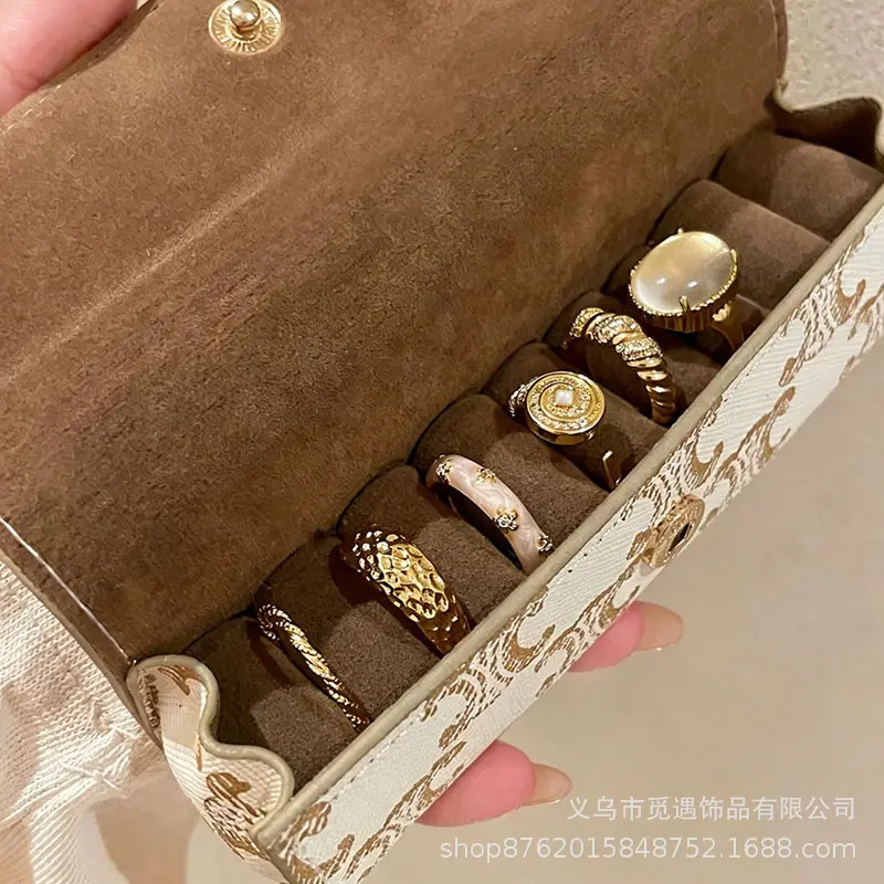 Gold egg-shaped gemstone stackable ring for women