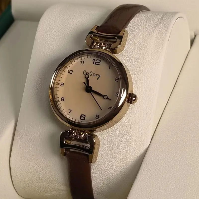Retro-Prüfungsuhr für Frauen, Student*innen, elegant aussehend, zugänglicher Luxus, britischer Stil, kleines Zifferblatt, Damen-Quarzuhr