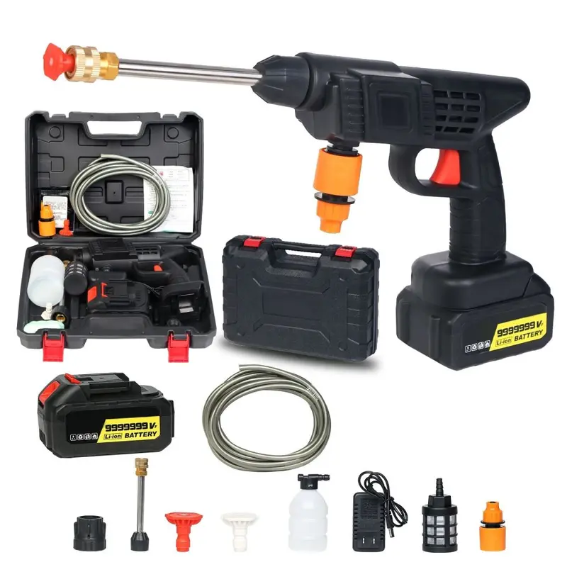 Cordless Lithium Battery High Pressure Car Washer with Water Gun, Household and Commercial