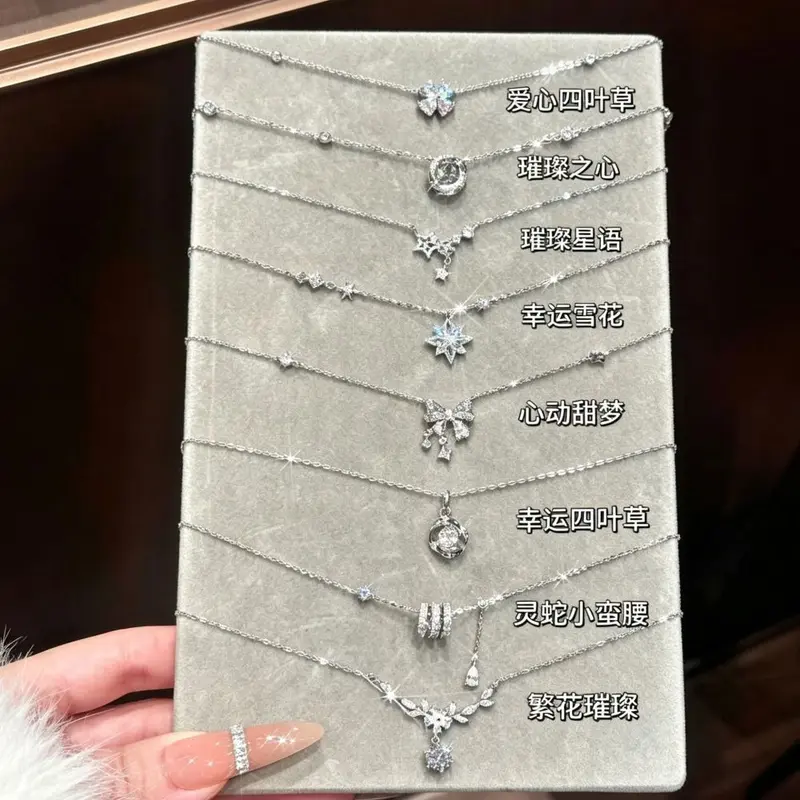 S925 Sterlingsilber Zirkonia-Halskette, glänzend und farbbeständig