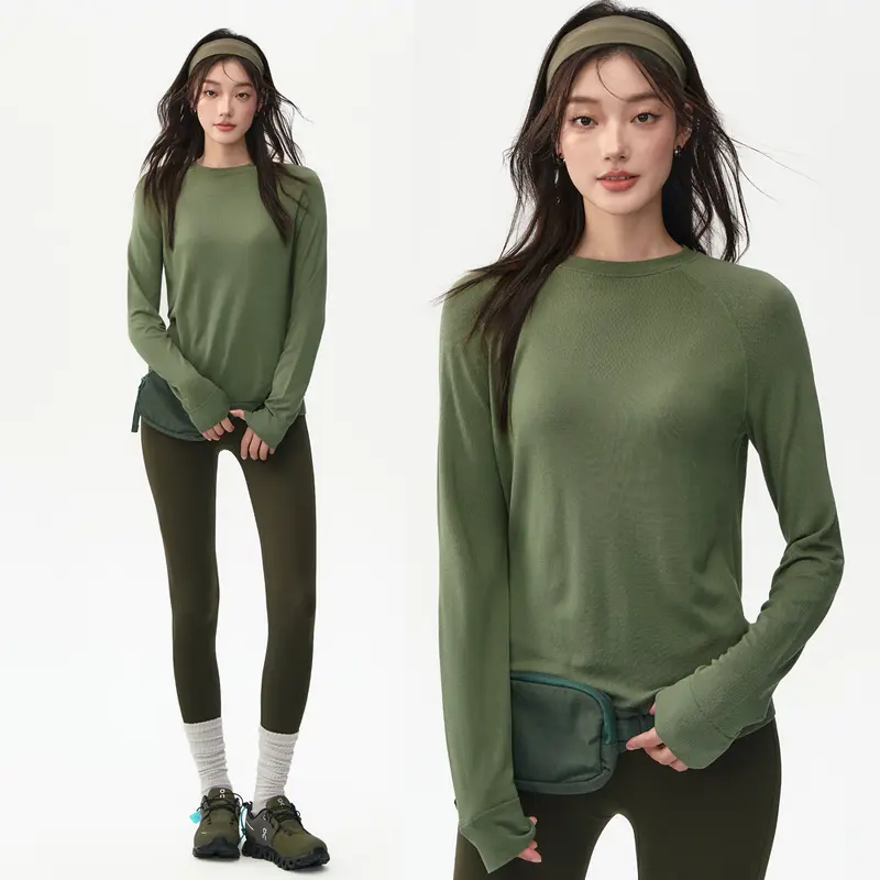 Women's Loose Yoga Wear, Long Sleeve, Round Neck