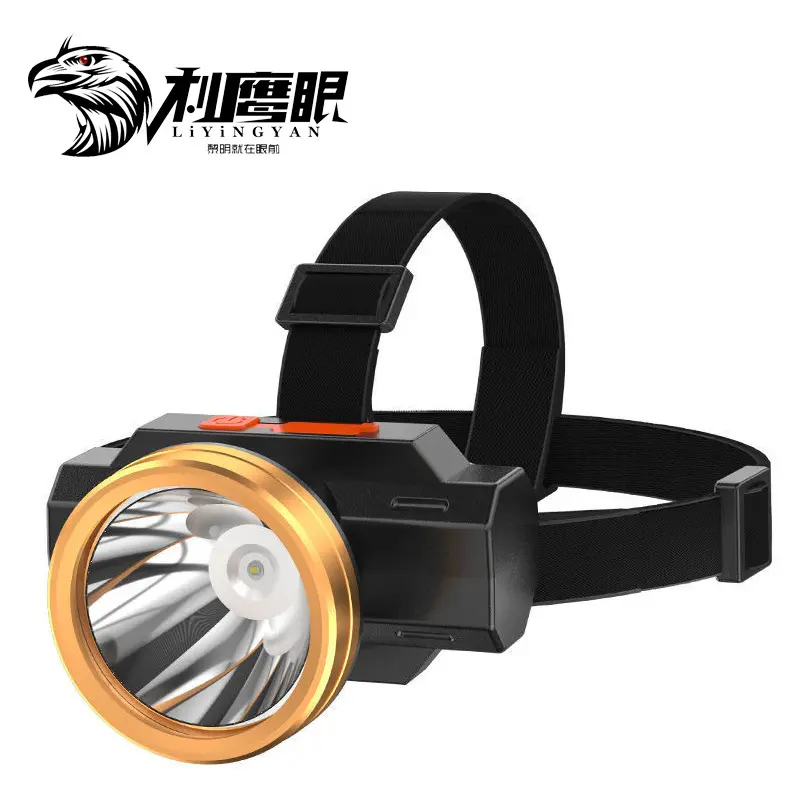 USB rechargeable plastic headlamp, powerful light, for fishing and mining