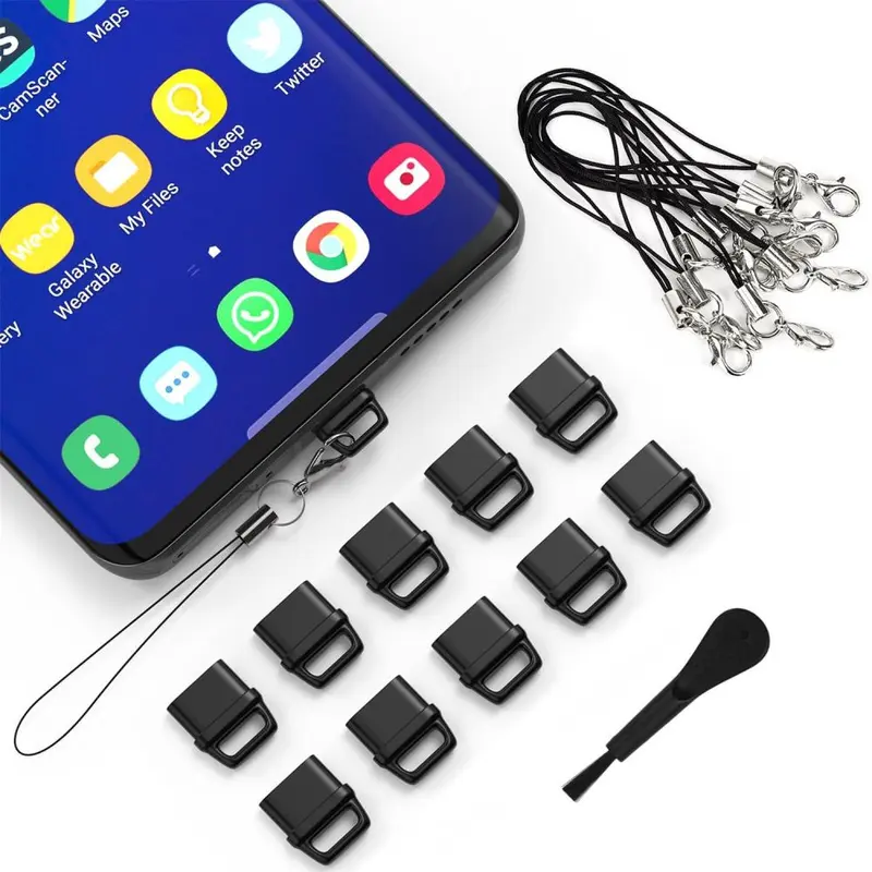 USB-C toz fişi seti, kordon ve temizleme fırçası dahil