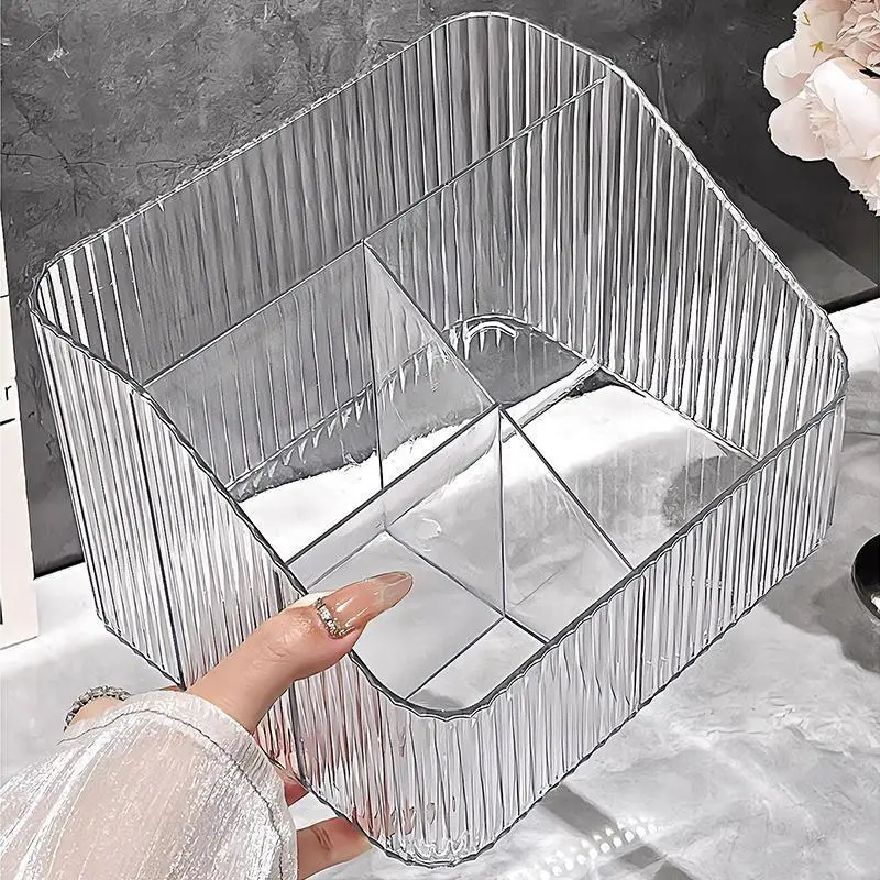 Clear Acrylic Cosmetics Storage Box with Pen Holder