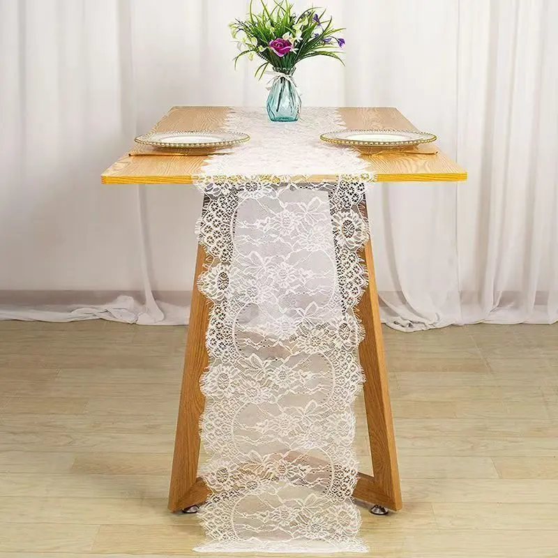 White Lace Table Runner for Wedding Decoration, 36*300 cm
