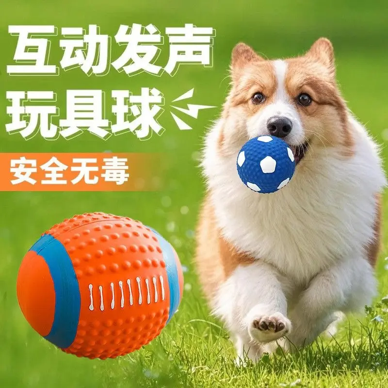 Durable Dog Toy Ball, Squeaky Teething Toy