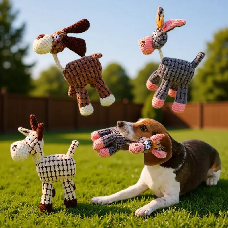 Köpek oyuncağı, peluş eşek, 3 renk